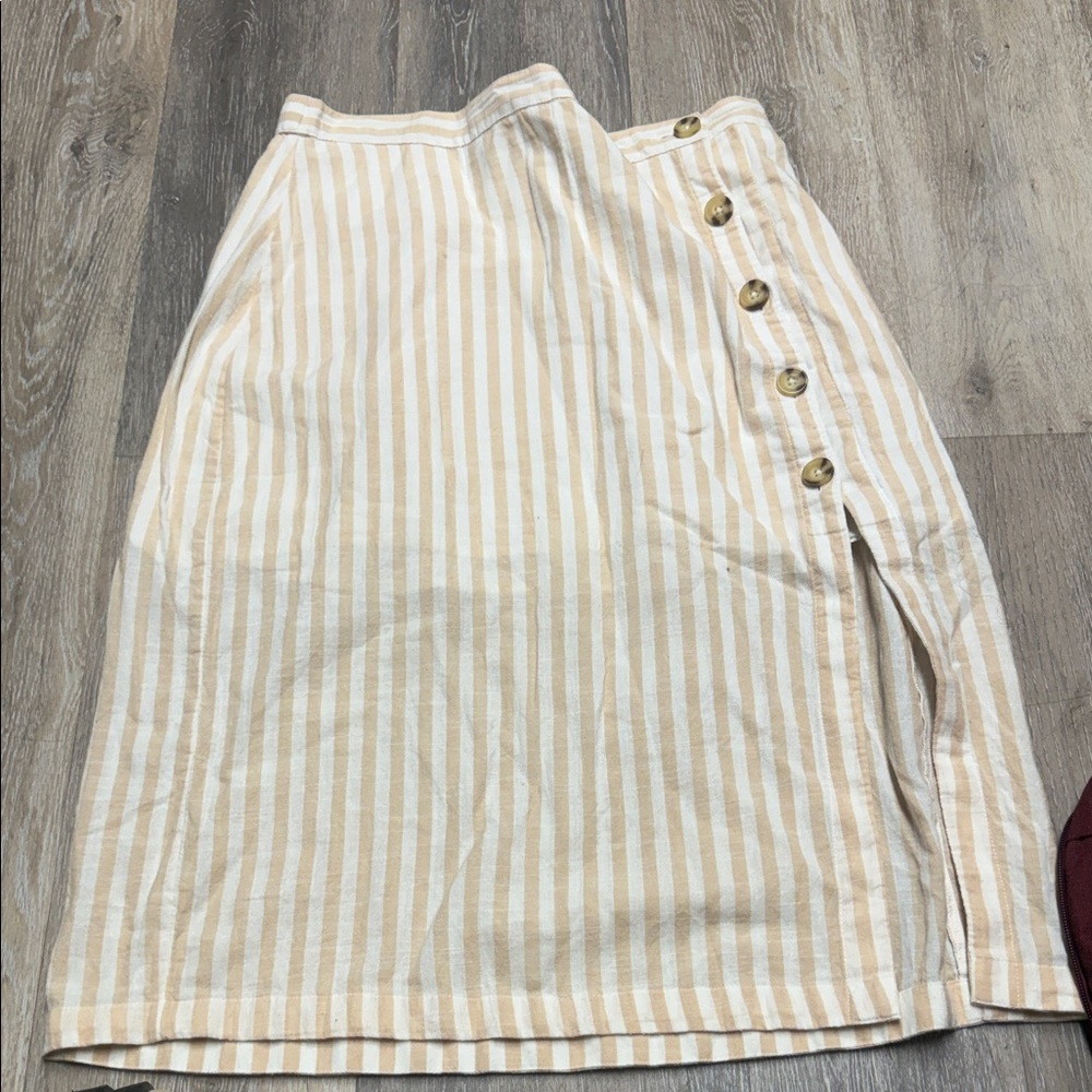 Abercrombie & Fitch Striped Skirt Size Large Button side womens